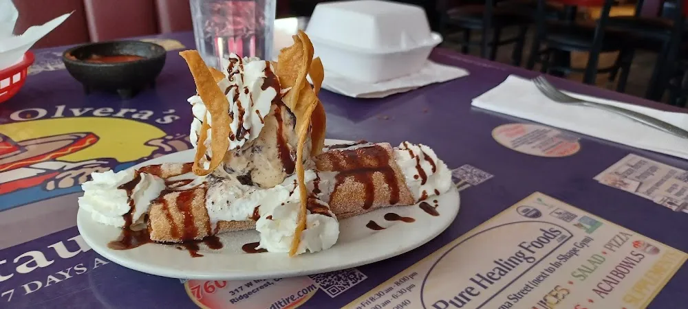 Peach Chimichanga with Ice Cream